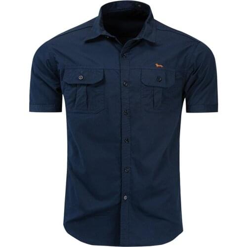 New Summer EU size Men Casual cotton blouse army style short sleeve embroidery harmont shirt blaine outwear shirts