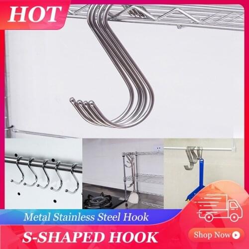 S-Hooks Hanging 304 Stainless Steel Multifunctional Sundries Storage Hanger Rail Utensil Garage Clothes Rack Steel Metal Tool