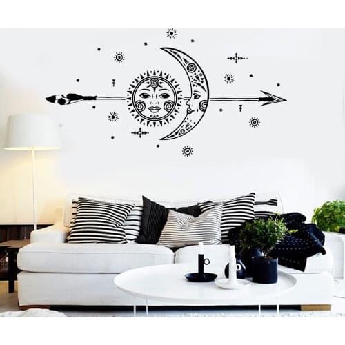 Removable Decal for Bedroom Sun Moon Arrow Stars Room Interior Stickers Vinyl Art Wall Sticker LX261