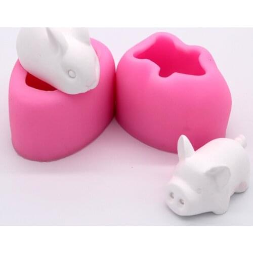 3D Rabbit Pig Silicone Mold DIY Fondant Cake Mousse Mold Chocolate Fudge Mold Baking Utensils