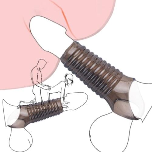 Silicone Reusable Flexible Penis Sleeve Enlarger Extender Delay Ejaculation Cock Rings Semen Lock Ring Adults Sex Toys For Men