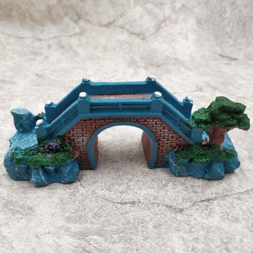 Blue Bridge Rockery Fake Pavilion Aquarium Decoration Resin Tree Fish Tank Landscape Aquarium Ornament