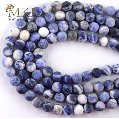 Dull Polish Matter Sodalite Stone Natural Stone Round Beads Spacer Loose Beads For Jewelry Making 4mm-12mm Diy Bracelet 15inches