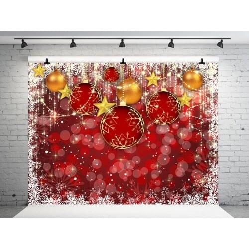 VinylBDS Red Christmas Decorations For Home 2017 Snowflake Photo Studio Background Cotton Ball Backdrops Fotografia