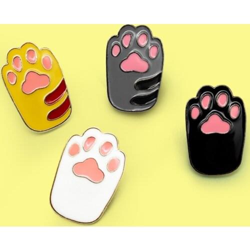 Cartoon Cat Claw Brooch 4Colors Creative Cute Animal Pet Cats Dog Claw Enamel Pins For Women Badge Backpack Pins Kids Jewelry