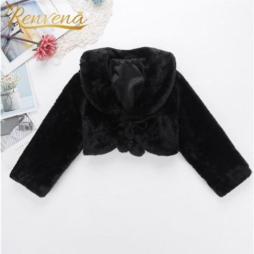 Girls Faux Fur Dress Coat Flower Girl Bolero Jacket Princess Cape Winter Flower Girl Dresses Jackets Cover Ups for Wedding Party