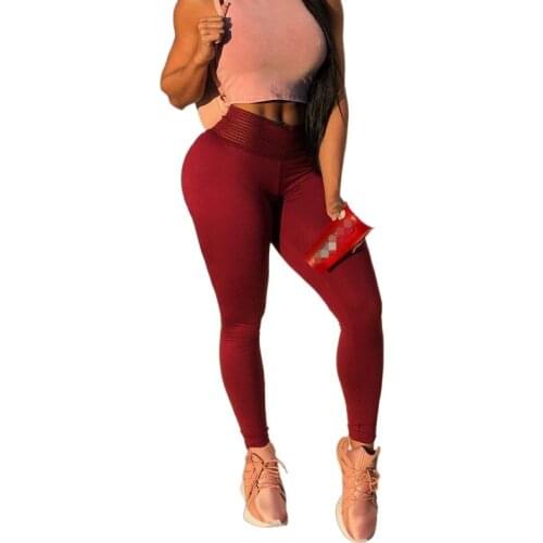 Womens Solid Color Black Wine Red Army Green Skin Color Leggings Hight Waist Ankle-Length Legging
