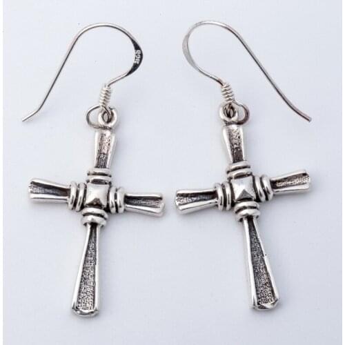 YACQ 925 Sterling Silver Cross Dangle Drop Earrings Biker Jewelry Gifts for Women Wife Her Girlfriend Girls Dropshipping YCE01