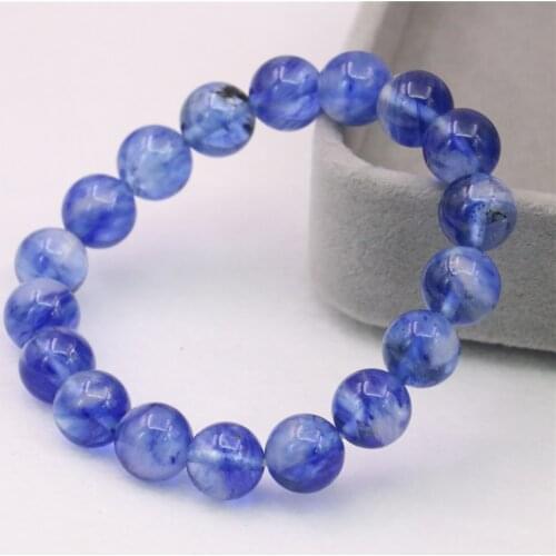 Natural Stone Blue Watermelon Tourmaline Womens Bracelet 8/10mm Round Beads Yoga Jewelry Bangle Christmas Gift 7.5inch Y1050
