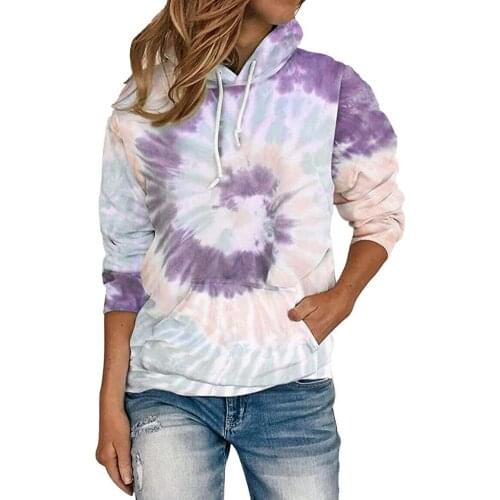 Women Autumn Spiral Print Long Sleeve Loose Pullover Hooded Sweatshirt Blouse Womens Clothing 2021