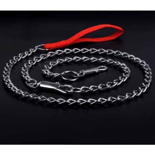 Bite Proof stainless steel Chain Dog Leash Pet Metal Lead Handle Trigger Hook Pet Training Collar Leash Necklace Dog Product