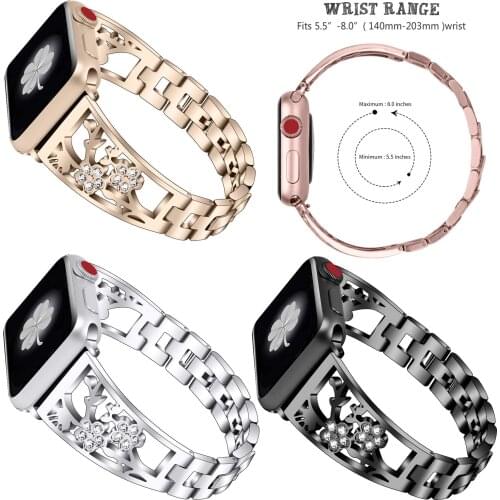 Women Luxury Diamond Band For Apple Watch Series 1 2 3 4 Strap Stainless Steel Bracelet For iWatch 38/40mm 42/44mm Plum Belt