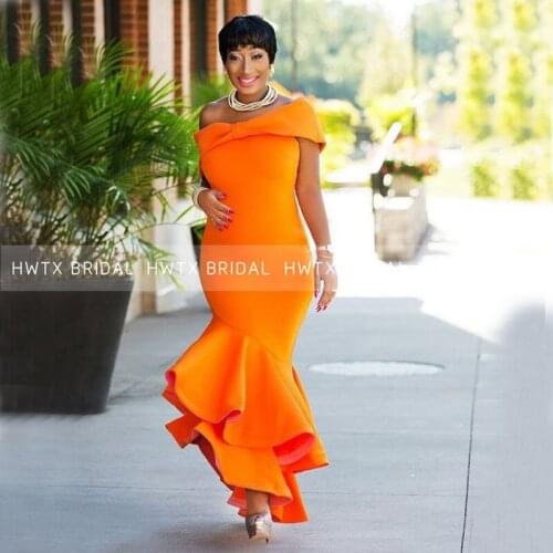 Gold Yellow Mermaid Prom Dresses 2021 Aso Ebi Off the Shoulder Tiered Satin Long Evening Dress Nigeria African robes de soirée