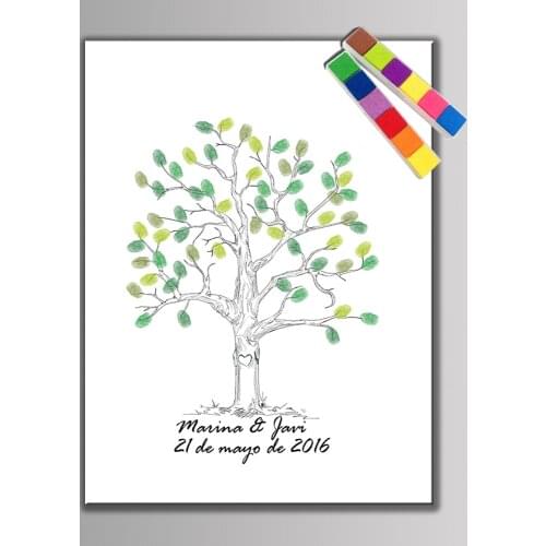 1 set Personalized Custom Fingerprint DIY Guest Book For Wedding and Party Decoration Fingerprint Signature Tree Ink Pad Include