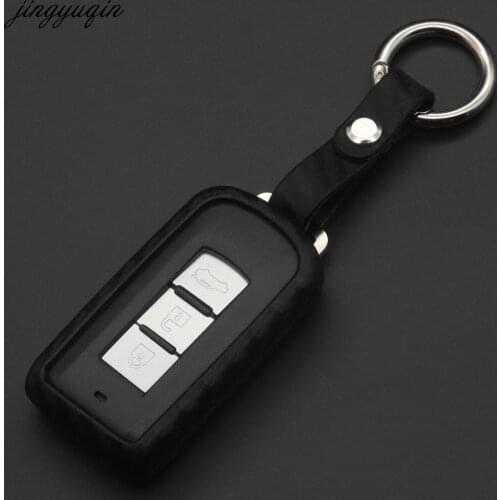 Jingyuqin 10pcs Carbon Fiber Protection Smart Key Covers Car Styling Case For Mitsubishi Outlander Lancer 10 Pajero Sport ASX