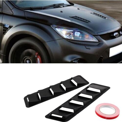 2pcs Universal Carbon Fiber Style Hood Vents For Ford For Mustang Air Flow Intake Hood Self-Adhesive Louver Window Cooling Panel