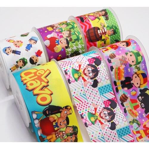 3 Inch 75 mm Cartoon Printed Grosgrain Ribbons For Hair Bows Craft Suppliers 52075