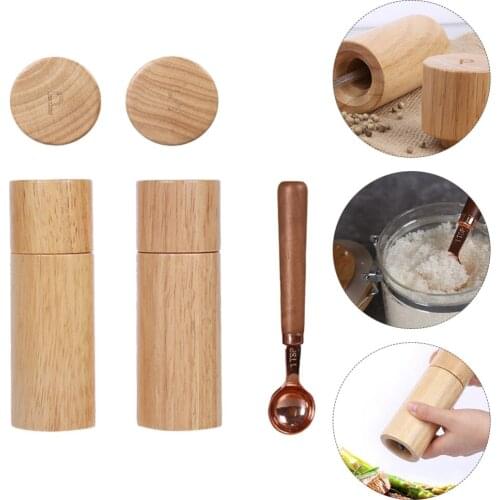 3pcs Manual Pepper Grinder Wooden Salt Spice Grinder Kitchen Grinding Tool