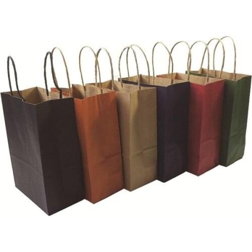 40PCS Fashionable kraft paper gift bag with handle/shopping bags/Christmas brown packing bag/Excellent quality 21X15X8cm