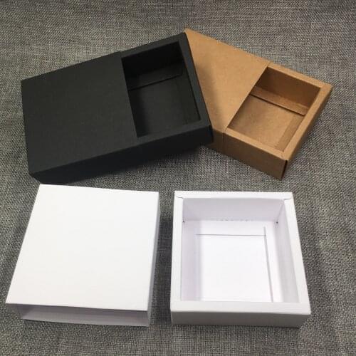 50Pcs Kraft Drawer Box with PVC Heart Window for Gift\Handmade Soap\Crafts\Jewelry\Macarons Packing Brown Paper Storage