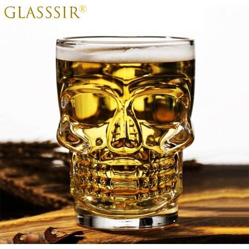 540ML Skull Beer Glasses Jigger-clear Glass Perfect for Tasting Tequila Whiskey Brandy Party Drinking Glassware for Bar Decor