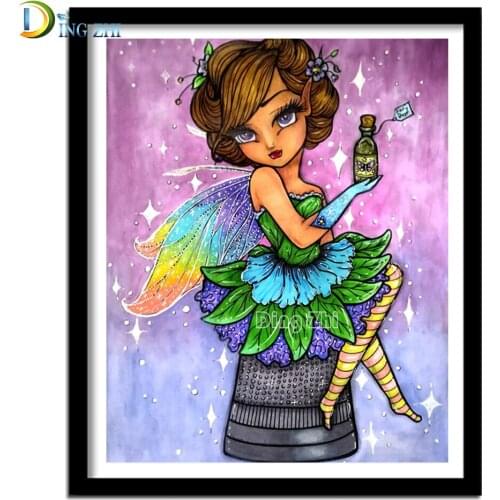 5D DIY Diamond Painting Cartoon Elf Girl Full Square Round Diamond Embroidery Cross Stitch Fairy Diamond Mosaic Kits