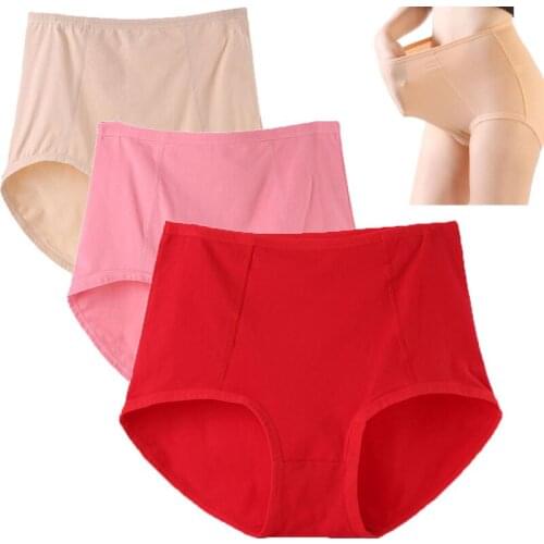 60-115kg Plus Size Cotton Women Underwear Briefs Panties High Waist Solid Color Big Large Size Panty