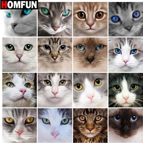 HOMFUN Full Square/Round Drill 5D DIY Diamond Painting "Cat eyes animals"3D Embroidery Cross Stitch 5D Home Decor Gift