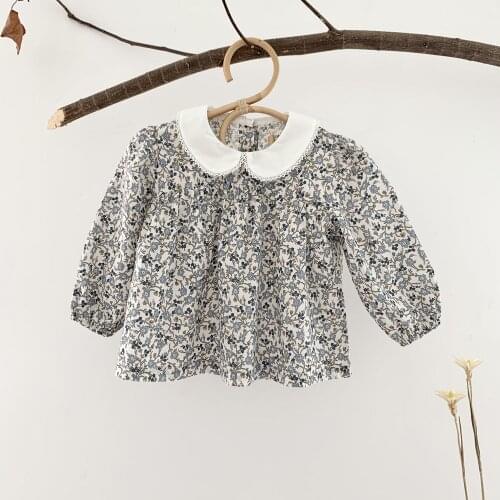 Girls Blouse 2021 Spring Korean Style Floral Long Sleeve Top Toddler Girl Clothes Autumn Blouses 1-7Y