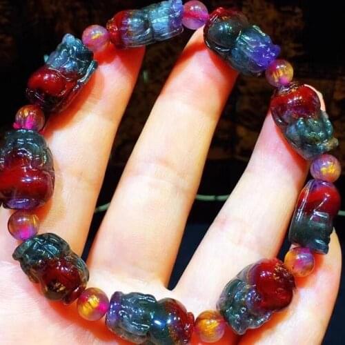 Top Natural Auralite 23 Cacoxenite Canada Pi Xiu Bracelet Women Men Beads 17x11.2x8.2mm Stretch Rarest Jewelry AAAAA