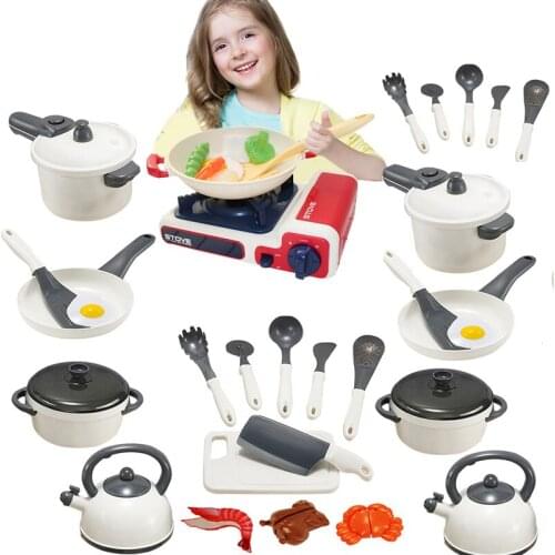Kids Simulation Food Kitchen Toy Play House Toy Set White Pots And Induction Cooker Kitchenware Cooking Education Toys For Girls
