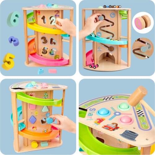 Infant Car Ramp Racer Toy Vehicle Set Shape Match Toy Educational Fun Toys