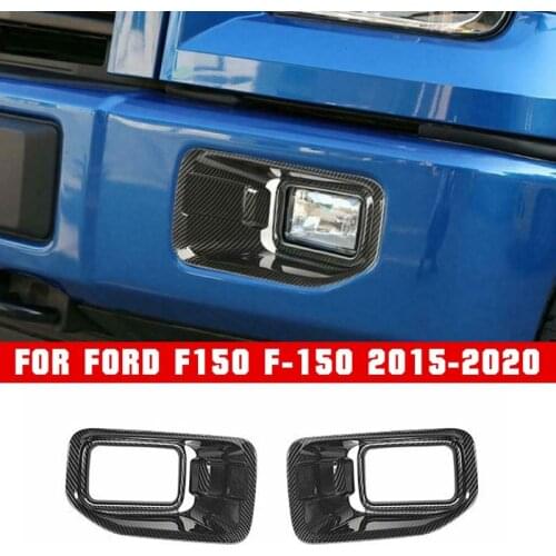 For Ford F150 F-150 2015-2020 ABS Carbon Fiber Front Fog Light Lamp Cover Trim 2pcs