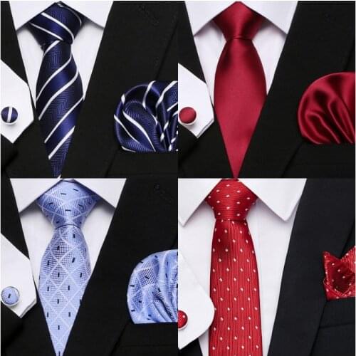 Many Color Great Quality Nice Handmade 7.5 cm Tie Hanky Cufflink Set Tie Necktie Formal Clothing Office Suit Accessories
