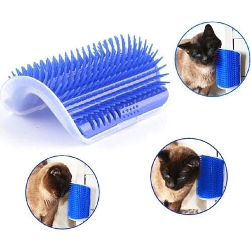 Pet Cat Self Groomer Grooming Tool Cat Massage Device Corner for Dogs Cats Hair Shedding Trimming Hair Removal Brush with Catnip