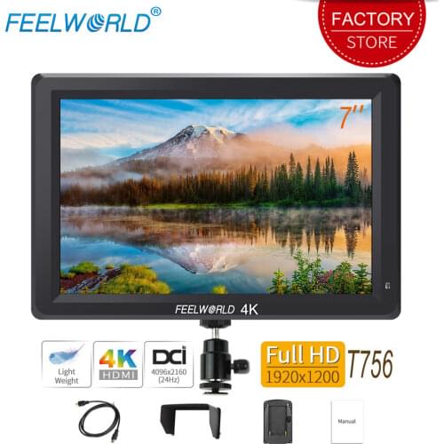 Feelworld T756 7 inch On Camera Field Monitor DSLR 4K HDMI Full HD 1920x1200 LCD IPS Screen Portable External Display for Nikon