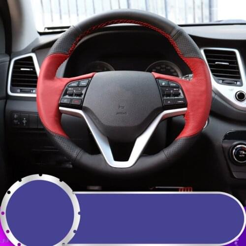 Steering wheel cover leather hand-sewn four seasons steering wheel handles interior modification For Hyundai Tucson 2015-2019