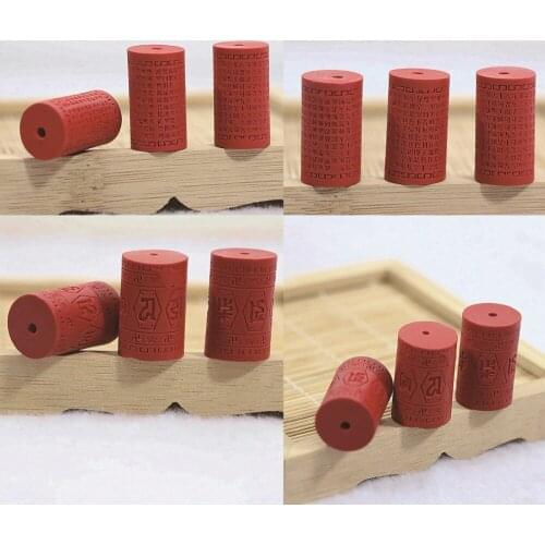 Red synthesis cinnabar drum cylinder column tube pendant beads free shipping diy jewelry making 5pcs B951