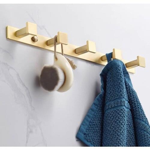 Row Hook Thicken Solid Brass Clothes Hook Bathroom Hardware Robe Hooks Hat Bag Door Hook