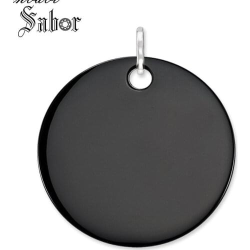 Pendant Large Onyx Round Disc silver color For Women Men Gift Key Chains Pendant Jewelry Fit Necklace thomas
