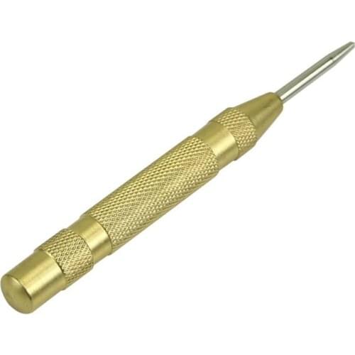 Brass Yellow Automatic Center Punch Spring Loaded Chrome Rivet Screw Auto Mark Hole Length 127mm