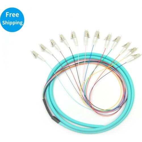 LC OM3 12core Fanout Fiber Optic Pigtail Multimode 12Colored 1.5M Optical Fiber Pigtail,12core LC/UPC Bunchy Pigtail Free Shippi