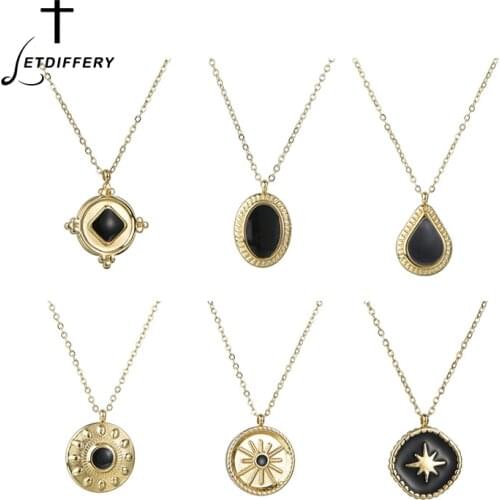 Letdiffery Vintage Star Enamel Women Pendant Choker Golden Stainless Steel Geometry Necklace Birthday Gifts Dropshipping