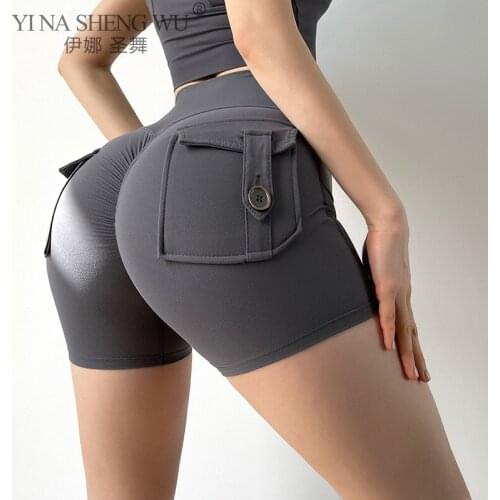 Summer Womens Sports High Waist Yoga Shorts with Pocket Athletic Gym Workout Fitness Yoga Leggings Briefs Athletic Breathable