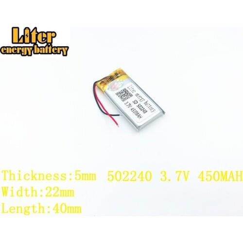 Liter energy battery 3.7V 450mAh 502240 plug Lithium Polymer Li-Po Rechargeable Battery For MP3 MP4 MP5