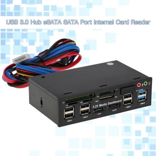 Multi-Function USB 3.0 Hub eSATA SATA Port Internal Card Reader PC Dashboard Media Front Panel Audio