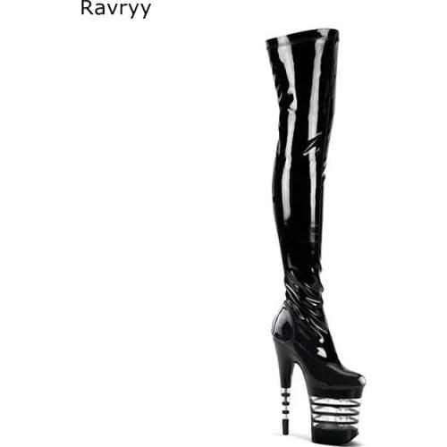 Fashion Elastic Black Woman long boots Pole dance Model Show Club Party Female Shoes Platform Thin Heel Over-the-knee Boot