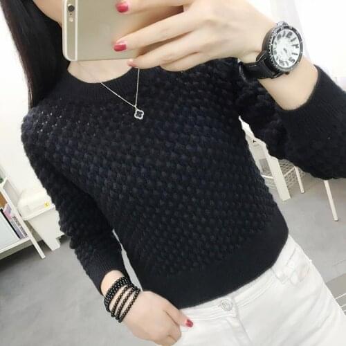 Fashion Solid Color Short Round Neck Bottomed Sweater Womens Loose Fit New Autumn And Winter Knitwear Long Sleeve Top