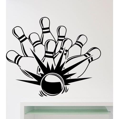 Bowling Strike Wall Sticker Bowling Ball Sport Club Skittles Vinyl Decal Vinyl for Bowling Club Room Decoration Mural X667