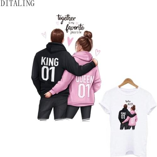 King And Queen Patches On Clothing Iron On Transfers DIY Washable Stickers On Couple Clothes T-Shirts Lover Appliqued On Clothes